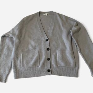 Madewell Short Kent Ex-Boyfriend Cardigan Sweater in Faded Lavender Wool Blend